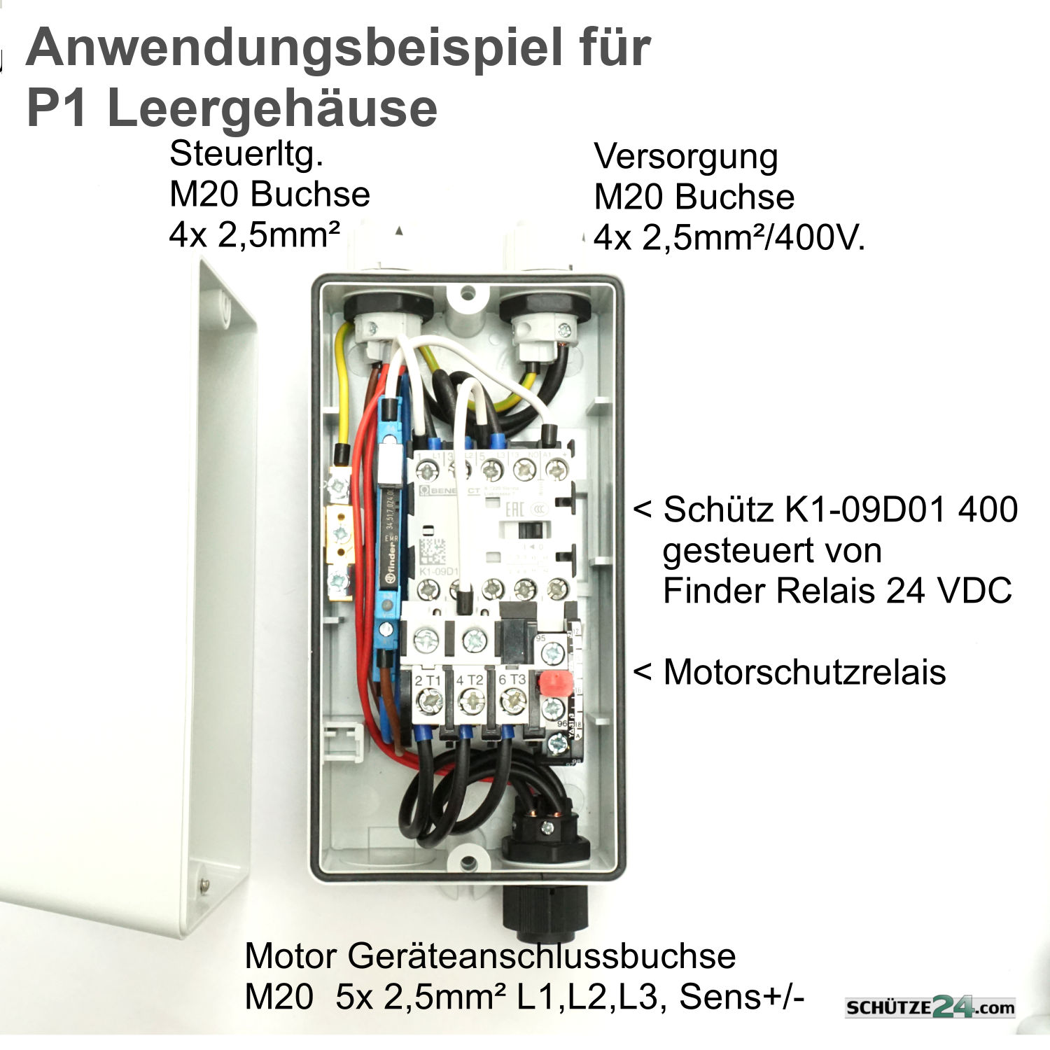 P1R mit Rückstelltaste für ein eingebautes Motorschutzrelais