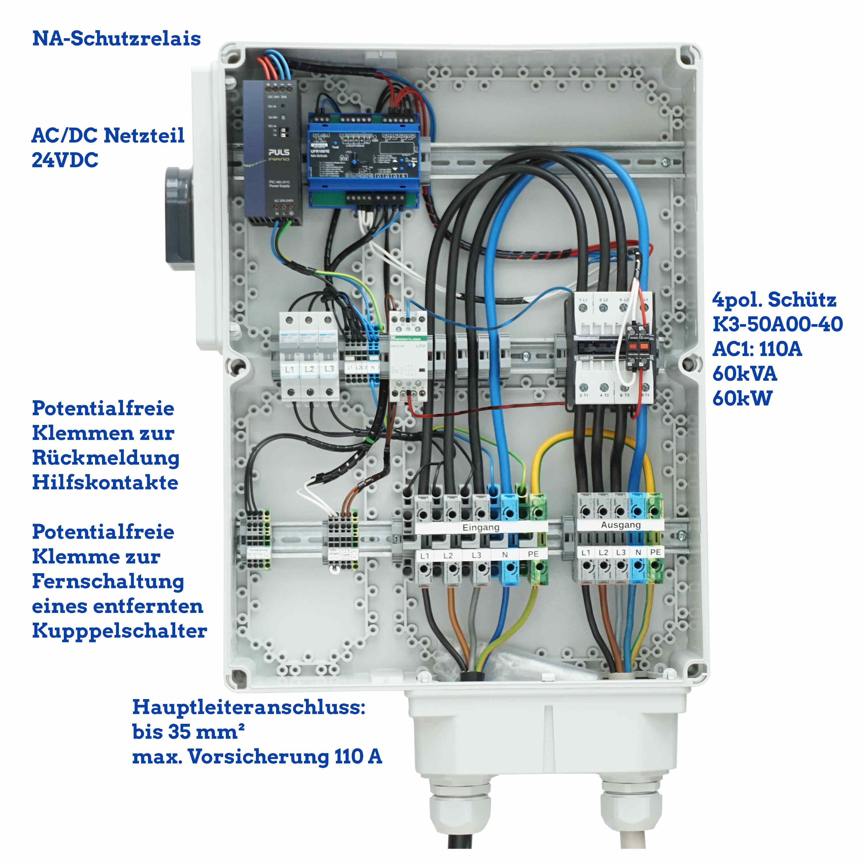 NA-Schutz 60 kW 60 kVA 110 A mir Erweiterung zu ext Kuppelschalter